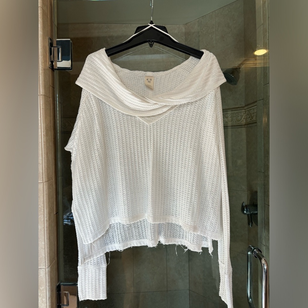 We The Free waffle-knit top, white. Size small.